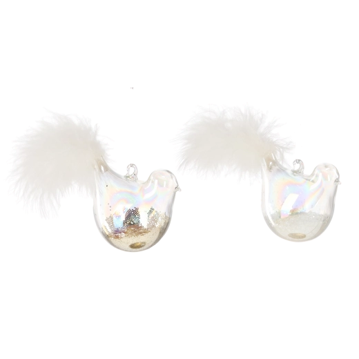 Szklana ozdoba świąteczna ptaszek – zestaw 6 szt.