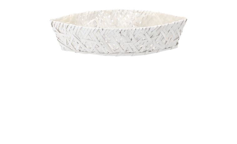 Drewniana osłonka na doniczkę w kształcie łódeczki 42 × 16 × 9 cm biała