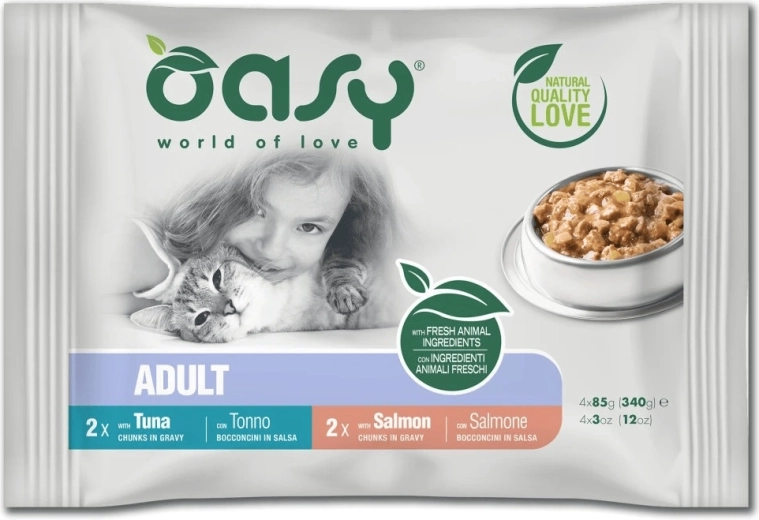 Oasy saszetki dla dorosłych kotów w sosie – rybny wybór 4×85 g