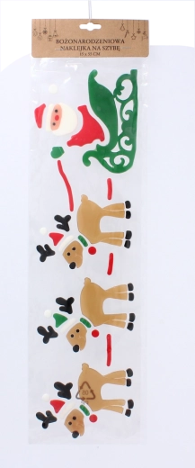 Świąteczne żelowe naklejki na okno 15 × 55 cm – zestaw 4 motywów