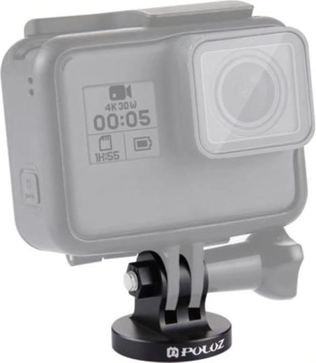 Adapter montażowy Puluz 1/4" CNC z gwintem do kamer sportowych, czarny - 1 sztuka