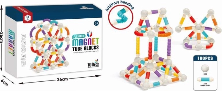 Magnetyczna konstrukcja – ruchome rureczki, 100 elementów
