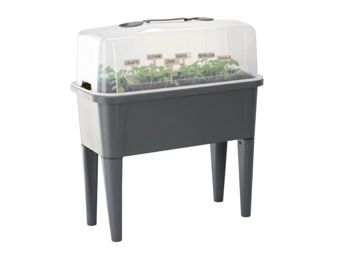 Podwyższona szklarnia ze stolikiem i pokrywą, antracyt 76 × 38 × 83 cm