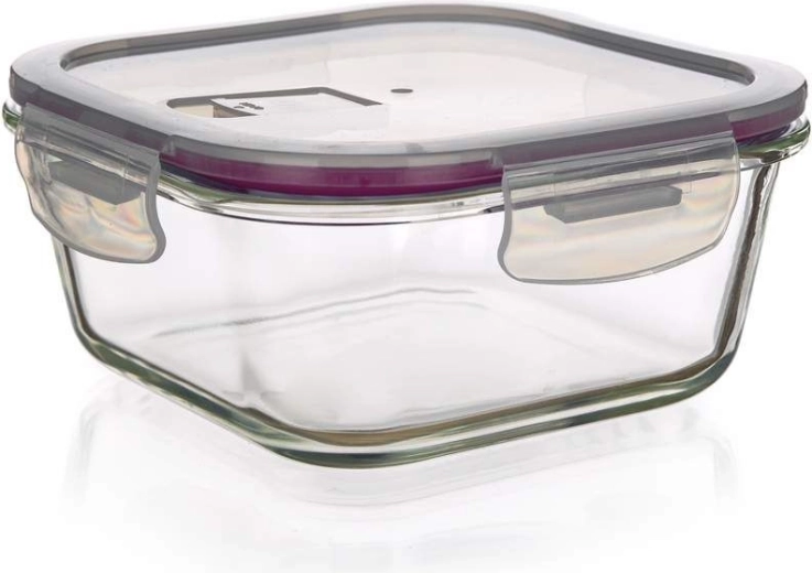 Szklany pojemnik na żywność Lora 300 ml – bordowe wieczko