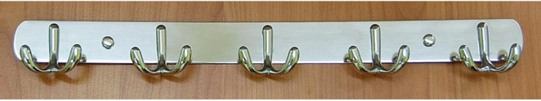 Wieszak z pięcioma podwójnymi hakami CYRIL, chrom