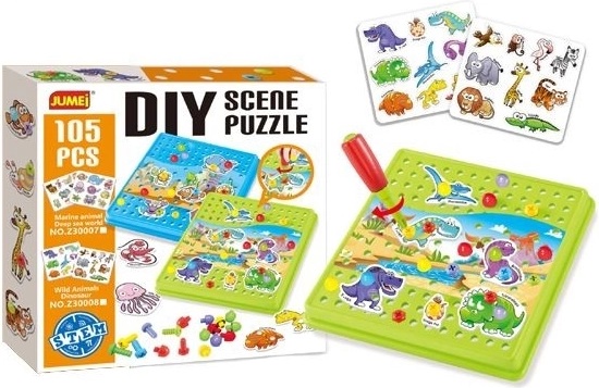 Konstrukcyjne puzzle z wkrętakiem (zwierzątka), 105 elementów - 1 sztuka
