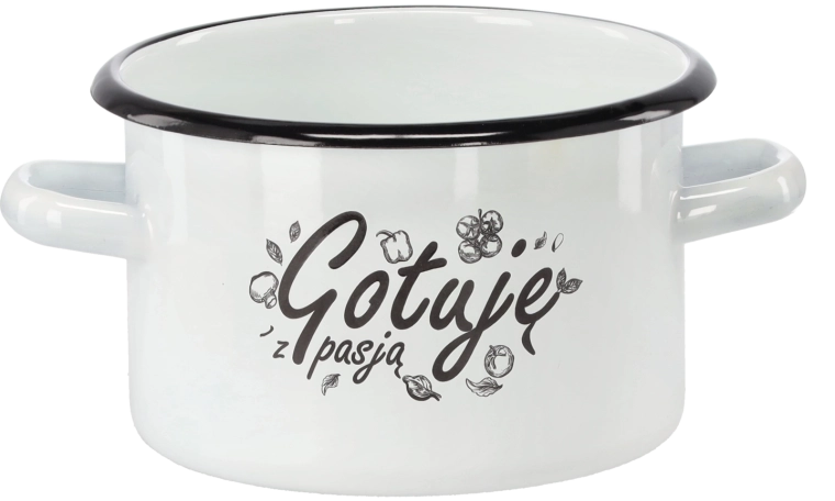 Emaliowany garnek 2 l, 16 cm, biały – gotuję z pasją