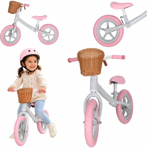 Rowerek biegowy Trike Fix Balance z koszykiem, różowy