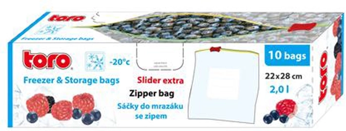 Woreczki do mrożenia TORO 2 l, zamek strunowy, 10 szt.