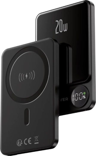 Forever magnetyczny bezprzewodowy powerbank 5000 mAh 20W z MagSafe, czarny