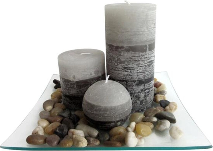 Zestaw prezentowy świec na szklanej tacy – jaśmin