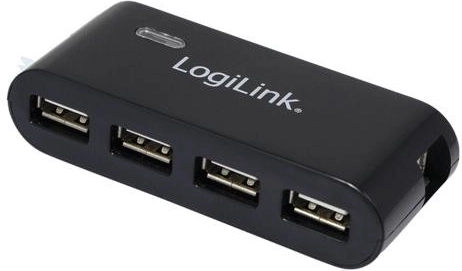 Hub USB 2.0 z 4 portami i zasilaczem, czarny