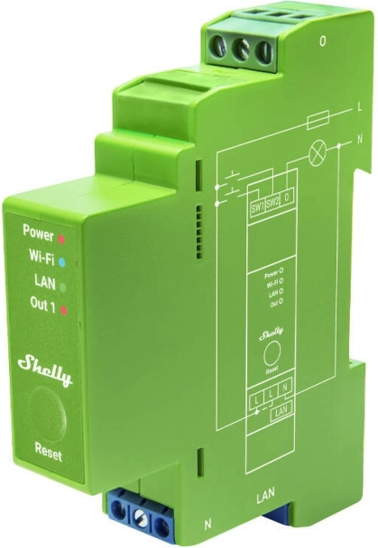 Shelly Pro Dimmer 1 – jednokanałowy inteligentny ściemniacz na szynę DIN