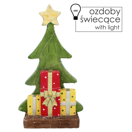Świąteczna figurka – choinka z prezentami z oświetleniem LED 45,5 cm