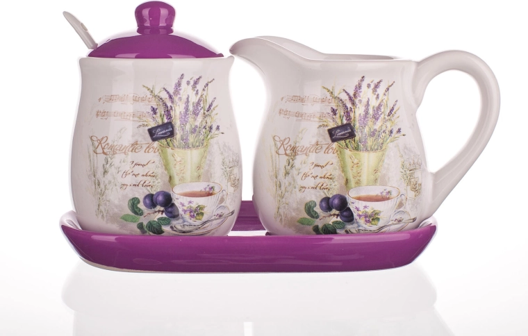 Ceramiczny zestaw dzbanuszka na mleko i cukiernicy Lavender