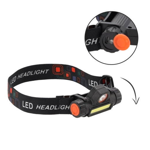 Aluminiowa latarka czołowa LED, kompaktowa i ładowalna