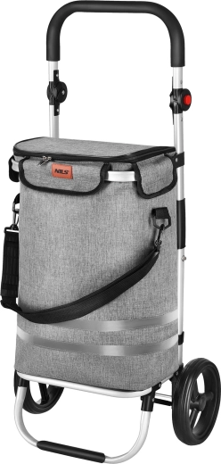Składany wózek na zakupy 50 l szary NILS Premium