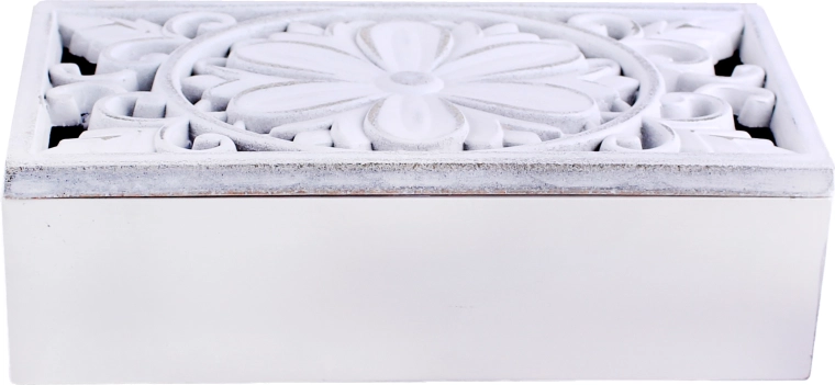 Drewniane białe pudełko z 3 przegródkami 23 × 11 × 7 cm