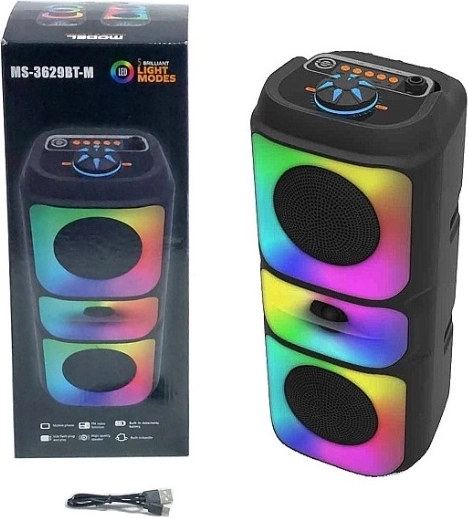 Kompaktowy głośnik Bluetooth z radiem FM i podświetleniem RGB LED