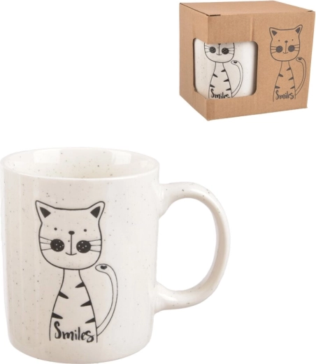 Porcelanowy kubek z motywem kota, biały
