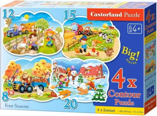 Puzzle 4w1 Cztery pory roku 8, 12, 15 i 20 elementów