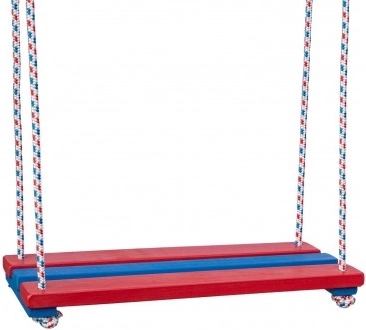 Drewniana kolorowa huśtawka – siedzisko 46 × 20 cm, udźwig 80 kg