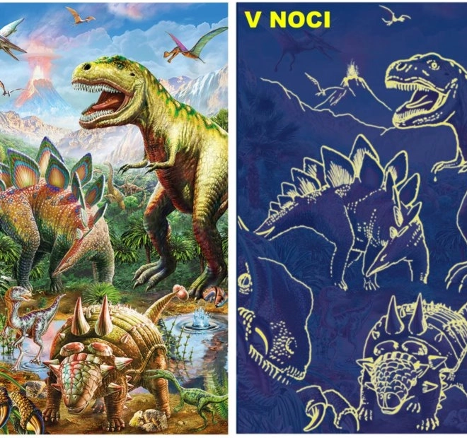 Świecące puzzle świat dinozaurów 100 XL elementów