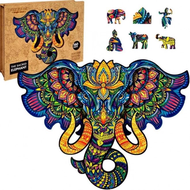 Drewniane puzzle Święty słoń 160 elementów