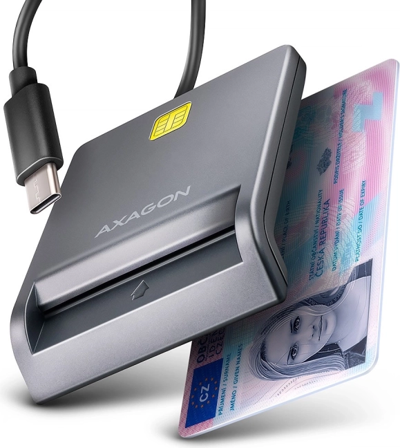 AXAGON USB‑C czytnik kart chipowych i ID z kablem 1,2 m