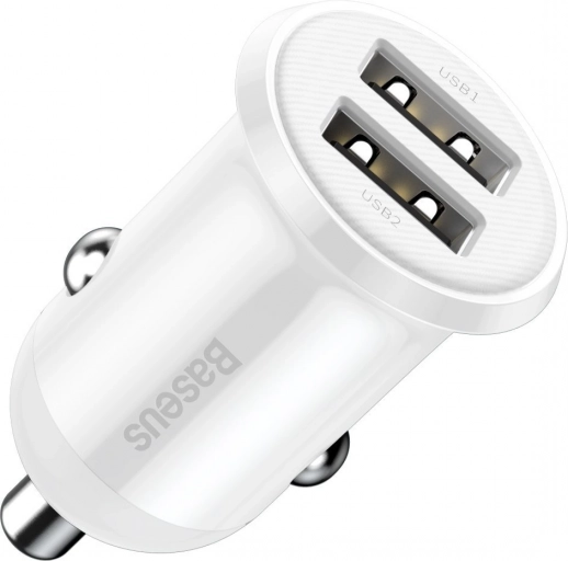 Ładowarka samochodowa 2x USB Baseus, 4,8A, biała