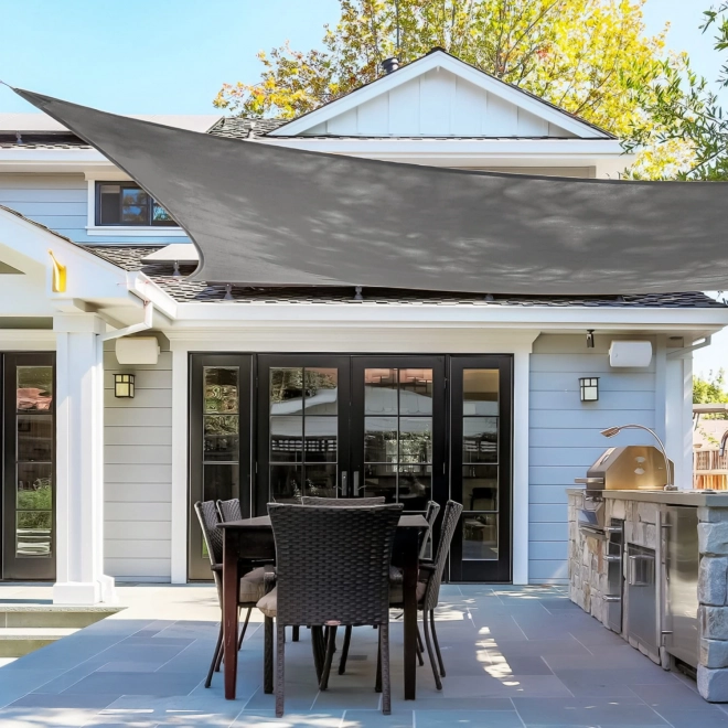 Kwadratowy żagiel zacieniający z wodoodpornym dachem 4x4m ModernHome - szary