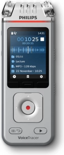 Cyfrowy dyktafon PHILIPS VoiceTracer z 3 mikrofonami, 8 GB i microSD