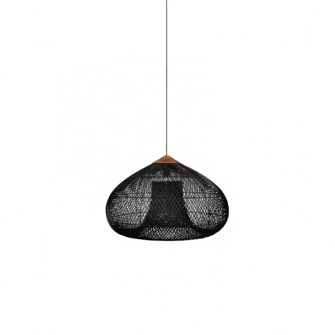 Sufitowa lampa wisząca z naturalnego rattanu - 40 cm - czarna
