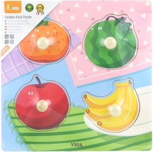 Drewniane puzzle Viga z uchwytami Owoce