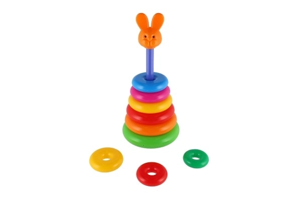 Piramidka składanka z plastikowymi krążkami 28cm assort 2 rodzaje w siatce 12m+