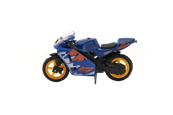 Motocykl wyścigowy metalowy/plastikowy 8cm na wolne koło mix rodzajów na karcie