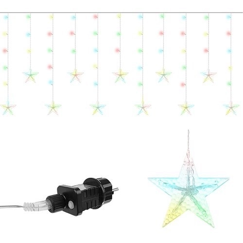 Kolorowa zasłona LED z gwiazdkami - 2,5 m, 108 LED