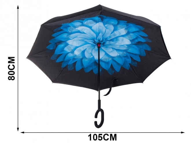 Parasol odwrócony składany mocne druty solidny stojący parasol – Niebieski