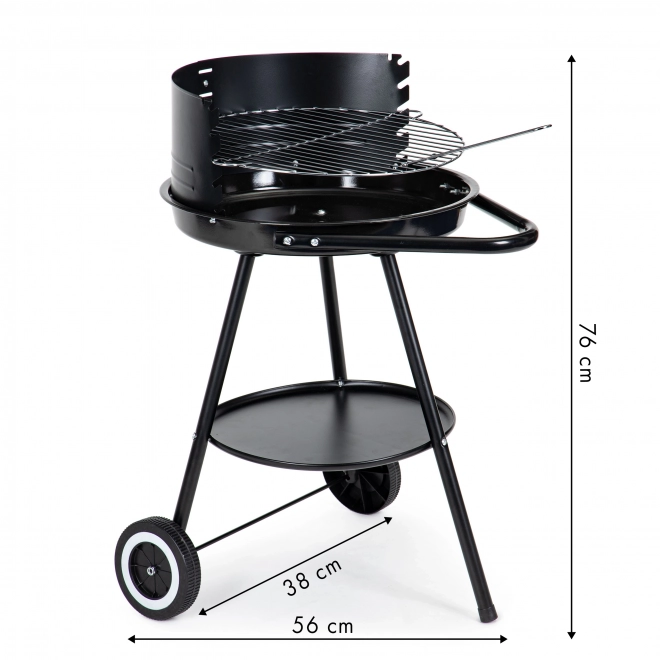 Okrągły grill ogrodowy z regulowaną wysokością rusztu