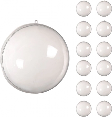 Przezroczyste plastikowe kule do dekoracji 8 cm, nietłukące, zestaw 12 szt.