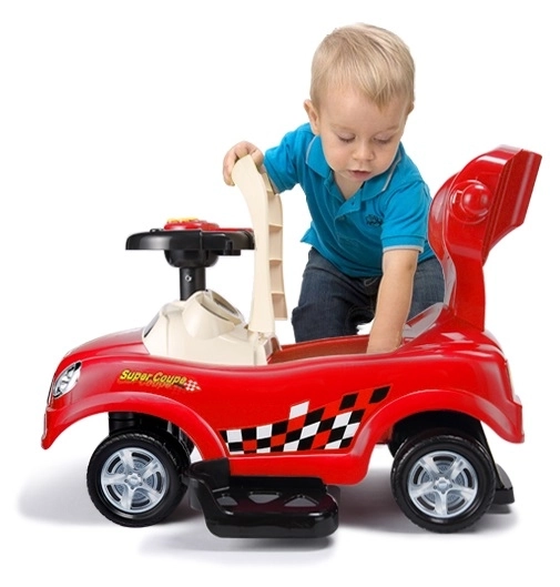 ECOTOYS Jeździk z dźwiękami i prowadnikiem Auto czerwone