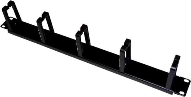 Organizer kabli 1U 19" z 5 hakami, czarny