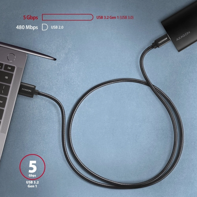 Kabel USB-C do USB-A 1,5 m USB 3.2 Gen 1 3A ALU pleciony