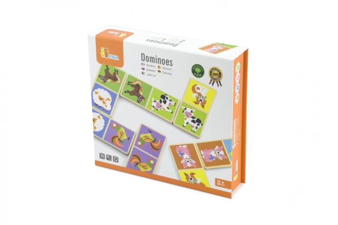 Viga Drewniane domino Farma 28 elementów Montessori