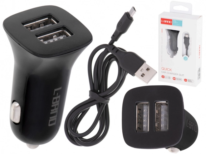 Ładowarka samochodowa L-BRNO Dual USB + micro