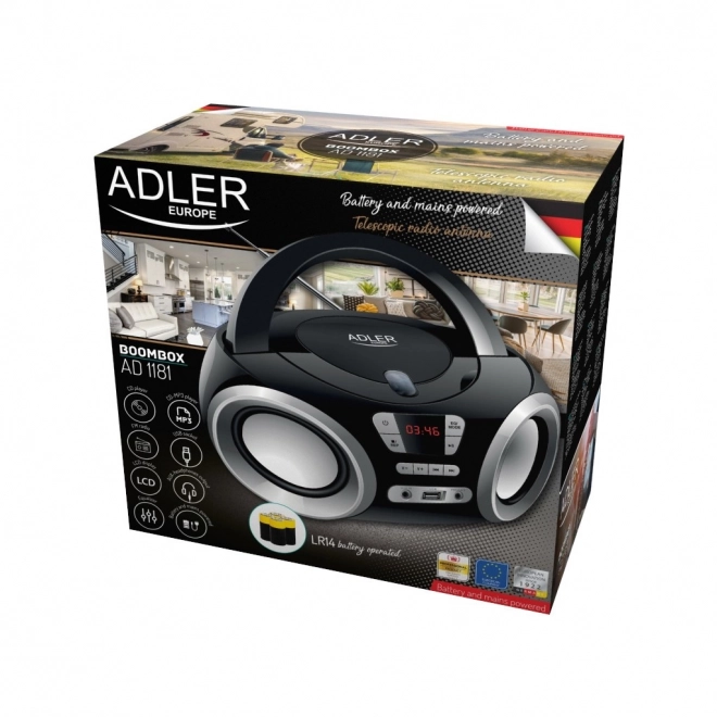 Przenośny boombox z CD i USB ADLER AD 1181