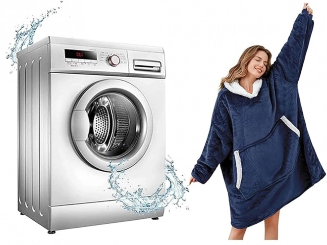 Ciepła oversize bluza z kapturem z grubej sztucznej skóry