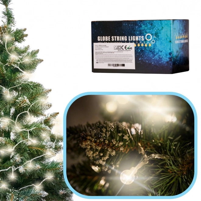 Świąteczne oświetlenie kule 100 LED, ciepła biała, 10m