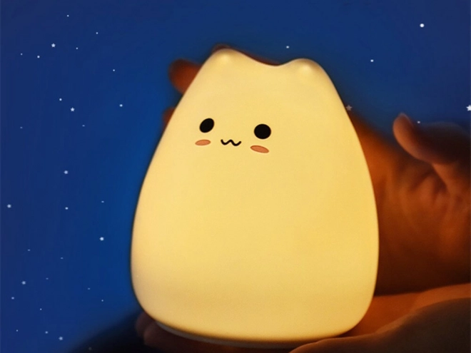 Dziecięca silikonowa lampka nocna Kot RGB na dotyk