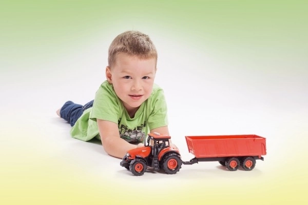 Czerwony traktor Zetor z przyczepą z efektami dźwiękowymi i świetlnymi - 36 cm